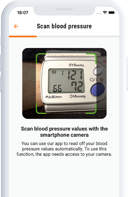 Figure scanning function of the blood pressure diary in the Manoa App